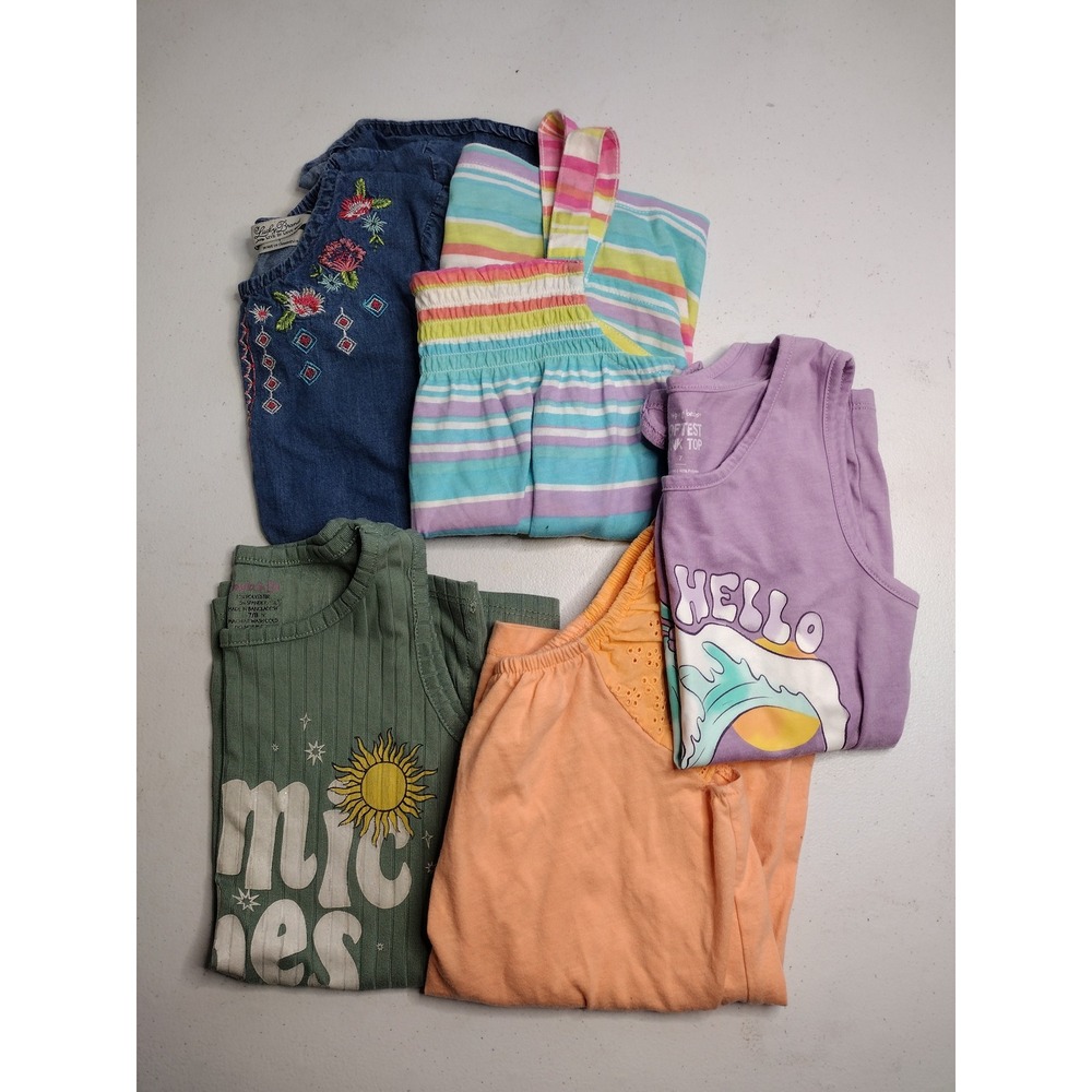Girls Summer Tops Bundle‎ Lucky Brand Sophia Lily Size 7 8 Denim Graphic 5pc